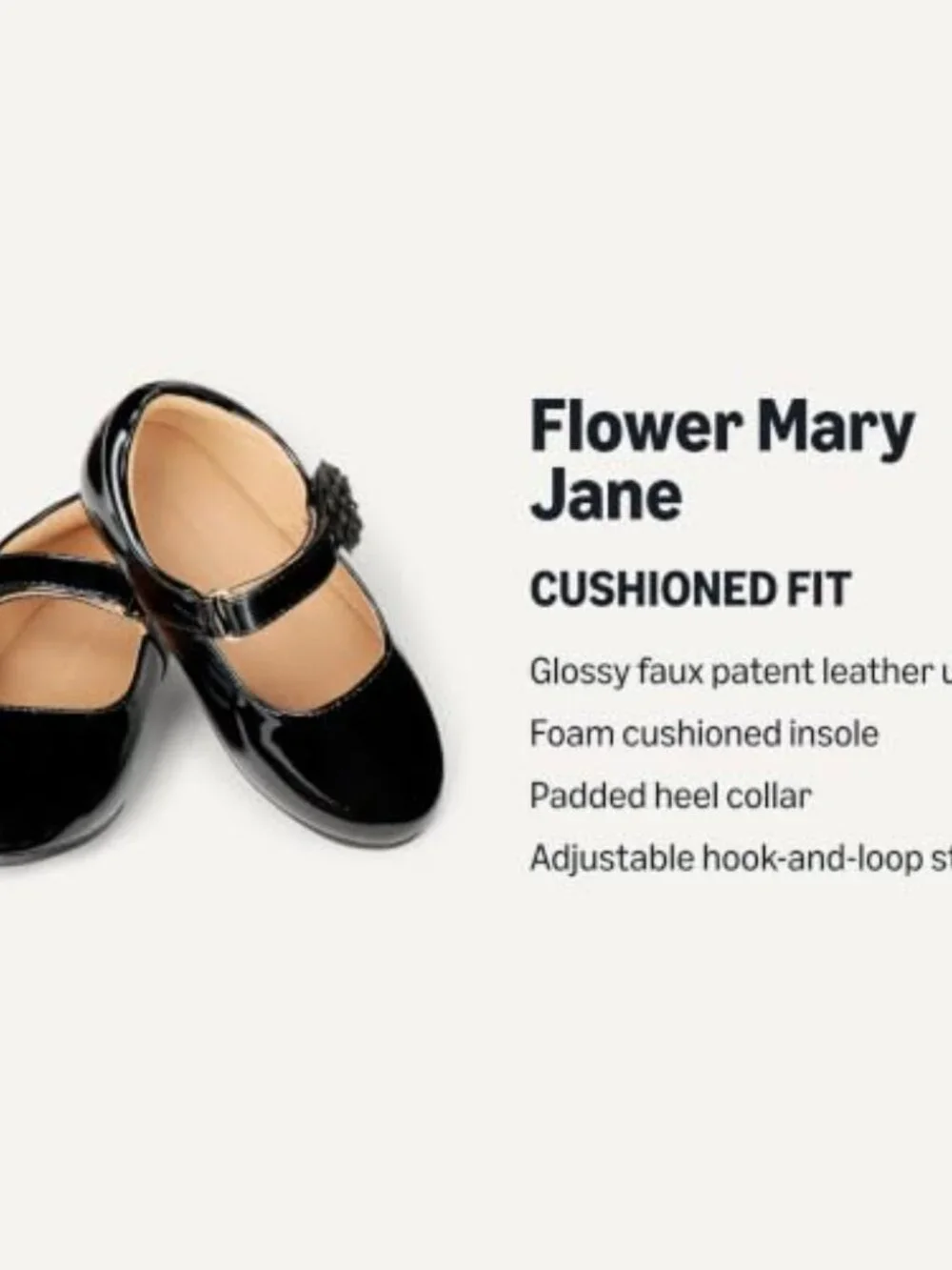 Girls Toddler Mary Jane Flats Faux Leather Hook & Loop Dress Shoes